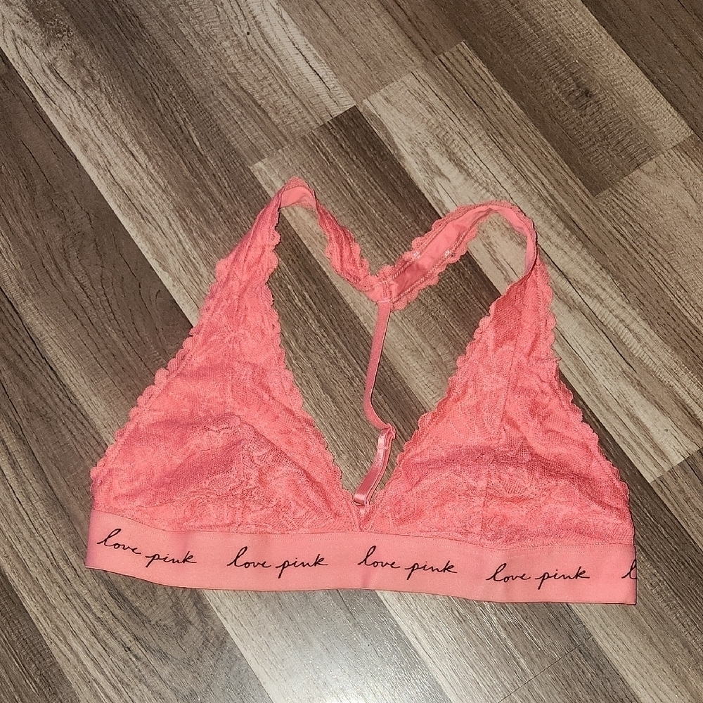 PINK Victoria's Secret Lace Bralette - Vibrant Pink Size Large
